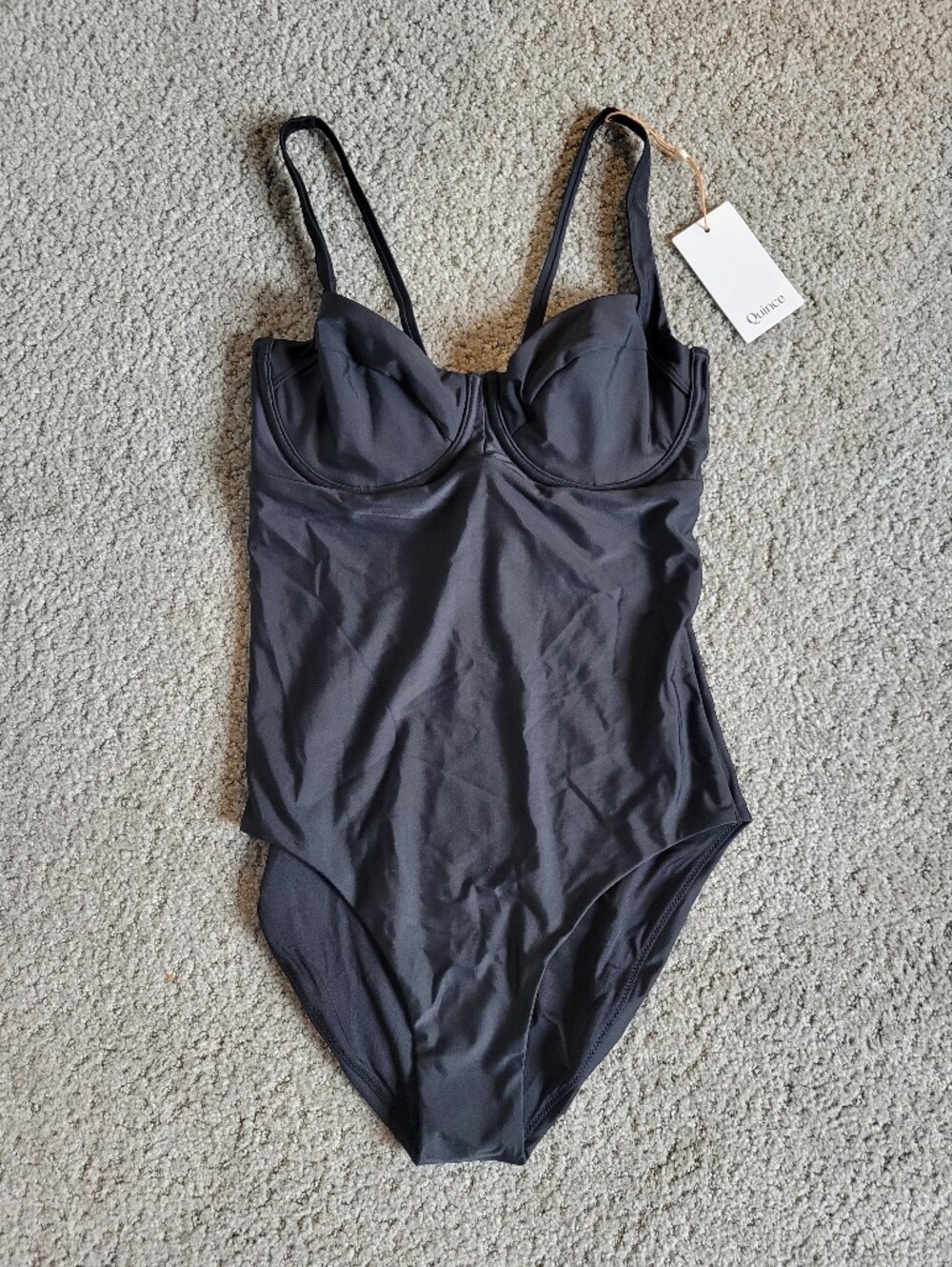 Quince Italian Underwire One Piece Swimsuit Black Large NWT